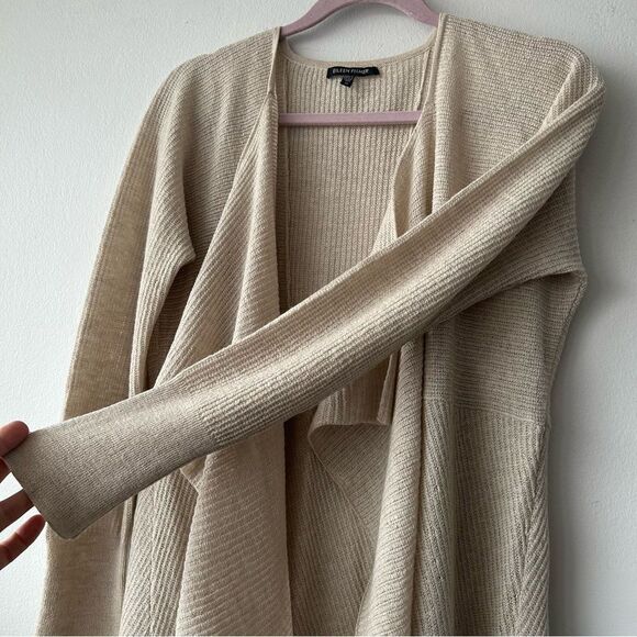 Eileen Fisher Beige Open Front Cardigan Sweater - Picture 6 of 7